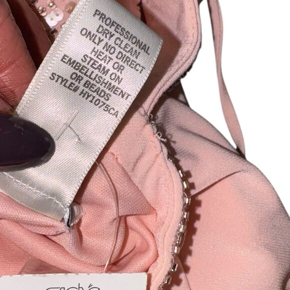 NWT CACHE pink Beaded Women's Ruched Racerback Sleeveless Maxi Evening Dress - Picture 10 of 10